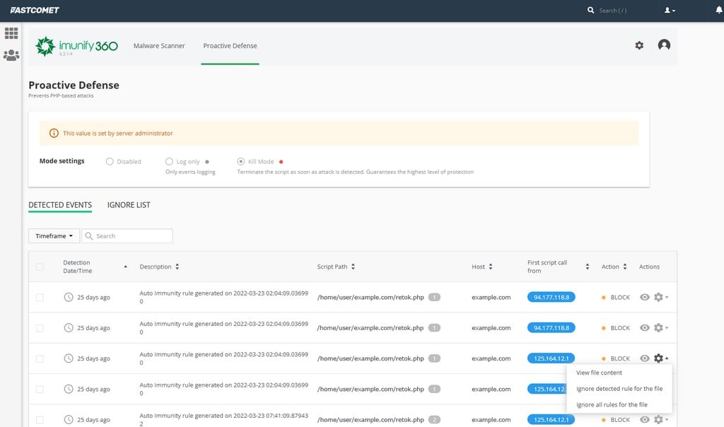 Proactive Defense in Imunify360