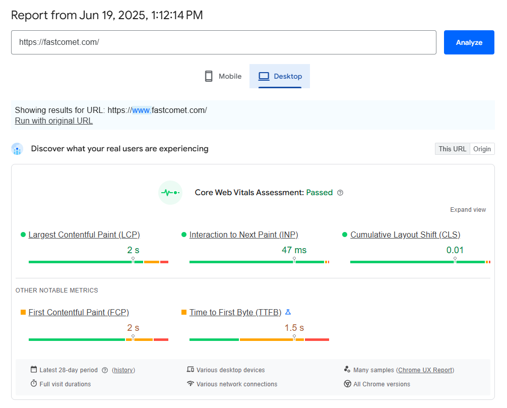 FastComet Balancing Design and Performance in WordPress Test Results