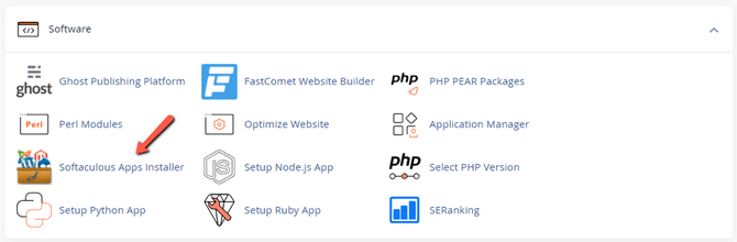 Find Softaculous in cPanel